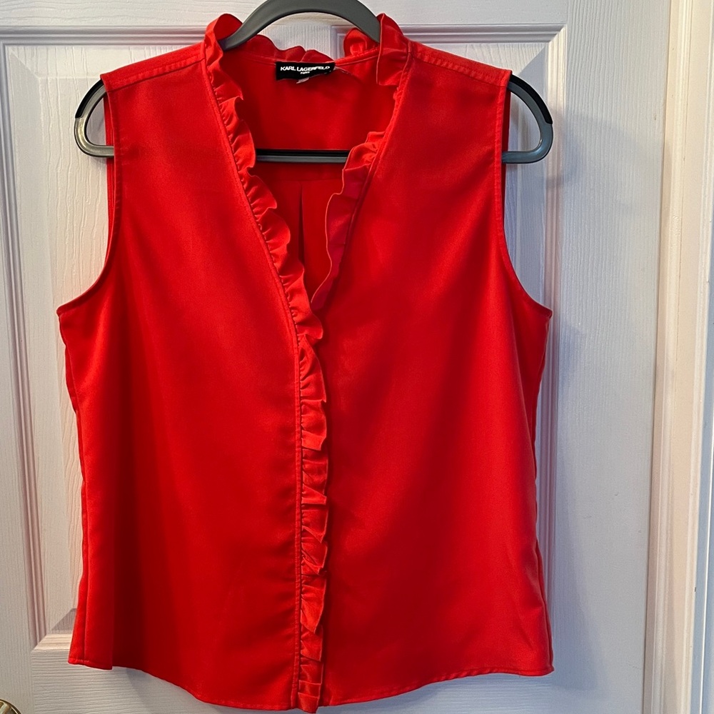 Karl Lagerfeld Vibrant Red Sleeveless Blouse